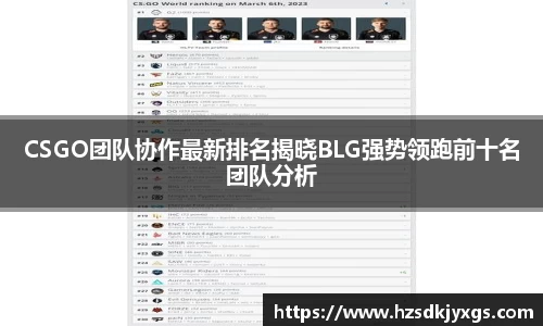 CSGO团队协作最新排名揭晓BLG强势领跑前十名团队分析